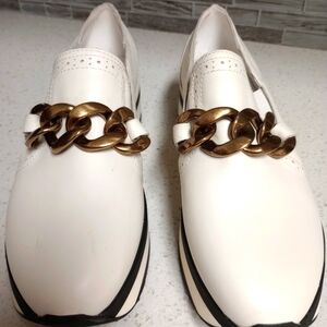 Platform slip on loafers‎ with gold chain embellishment